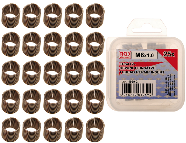 Insertii pentru reparatii filete M6 x 1.0, 25 piese BGS 1959-2 [1]