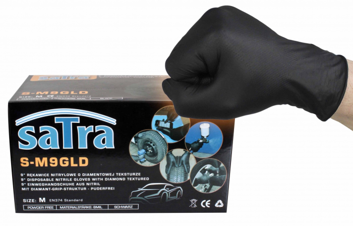 S-M9GLD Manusi mecanic auto nitril negru textura diamantata 100 buc marime M. [2]