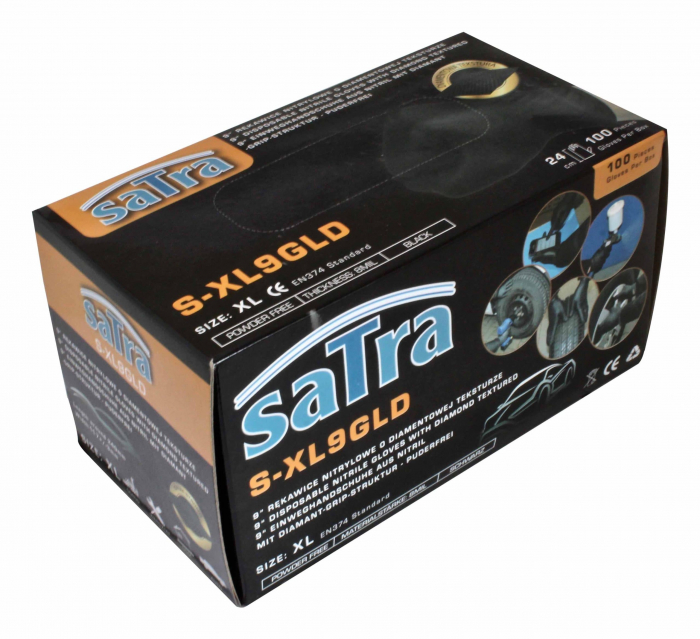 S-XL9GLD Manusi mecanic auto nitril negru textura diamantata 100 buc marime XL. [3]