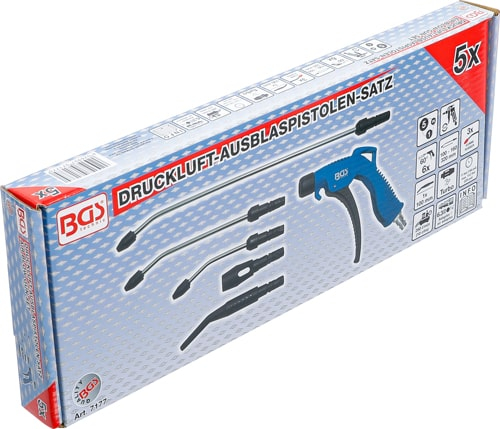 Pistol de suflat cu aer comprimat, cu 5 adaptoare, BGS 7177 [10]