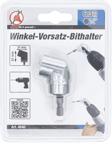 Adaptor în unghi pentru biţI, de la hexagon exterior 1/4" la imbus 1/4" BGS 4846 [3]