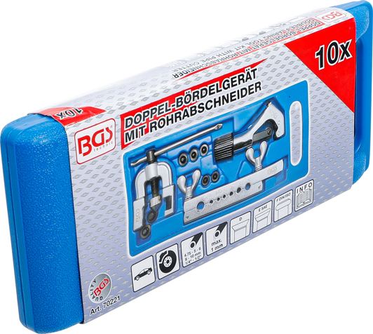 Presa pentru bercuit conducte cu taietor de tevi, 10 piese BGS 3058 [6]