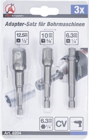 Set adaptoare de la antrenare 1/4" la 1/4" - 3/8" - 1/2", 3 piese BGS 8204 [2]