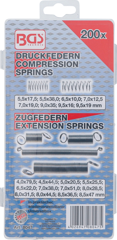 Set arcuri de comprimare, tractiune, 200 piese BGS 8047 [3]