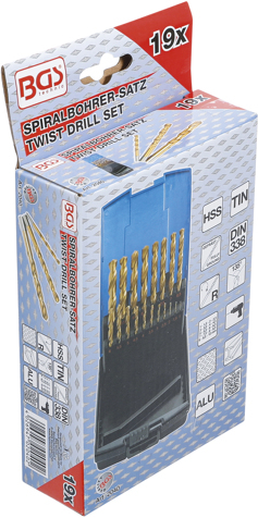 Set burghie 1-10 mm HSS-G acoperite cu titan, 19 piese BGS 2040 [6]