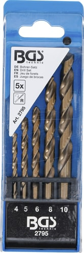 Set burghie spiralate HSS 4 - 10 mm, 5 piese, BGS 2795 [6]
