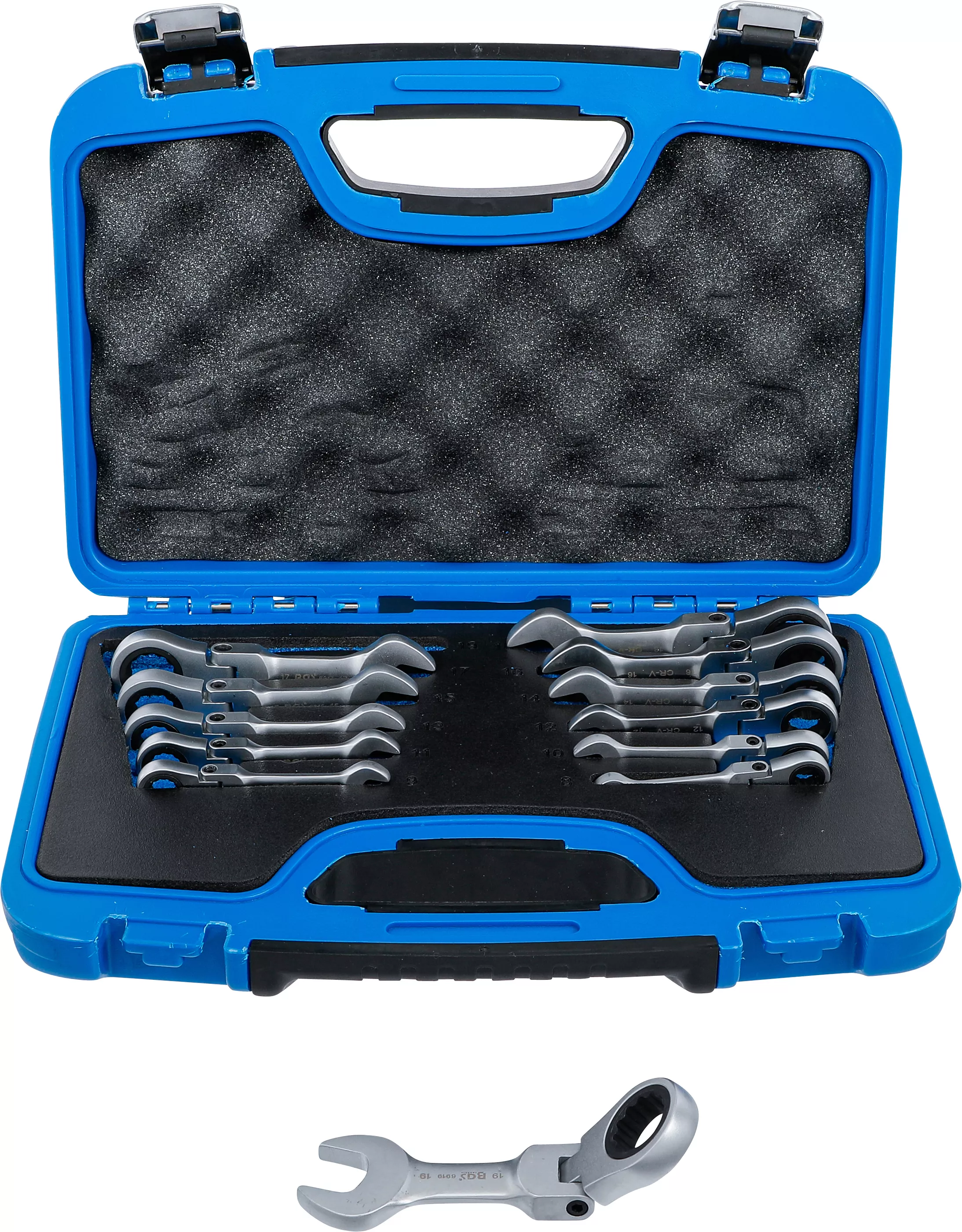 Set chei combinate cu clichet scurte articulate 8 - 19 mm 12 piese, BGS 6543 [1]