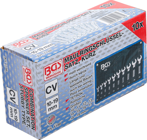 Set chei combinate, extra scurte, 10-19 mm, 10 piese BGS 1188 [6]