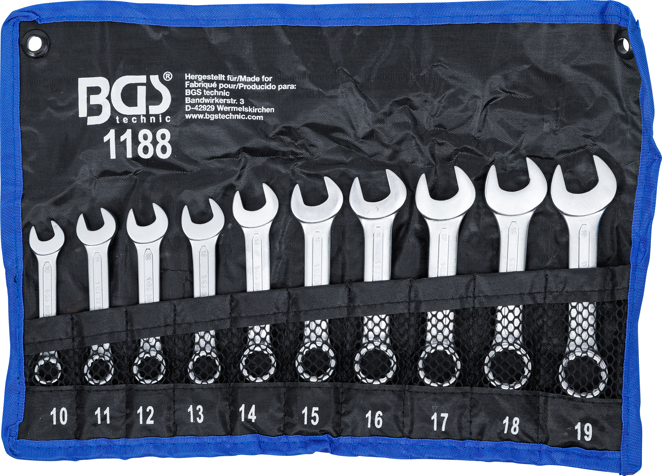 Set chei combinate, extra scurte, 10-19 mm, 10 piese BGS 1188 [5]
