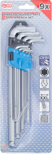 Set chei imbus tip l, 1.5-10 mm, extra lungi, 9 piese BGS 790 [4]