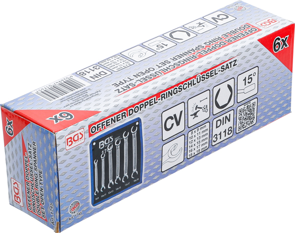 Set chei inelare pentru conducte, 8 x 9 - 18 x 19 mm, 6 piese BGS 1745 [6]