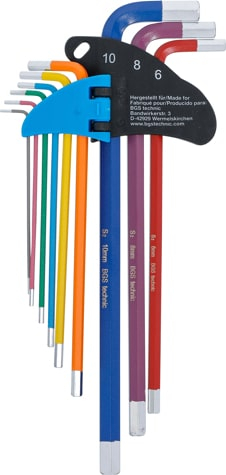 Set chei tip L multicolora extra lunga hexagon interior 1,5 - 10 mm 9 piese, BGS 74456 [3]