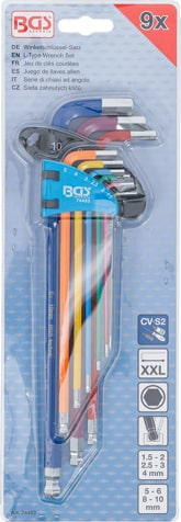 Set chei tip L multicolora extra lunga hexagon interior, hexagon interior cu cap sferic 1,5 - 10 mm 9 piese, BGS 74453 [4]