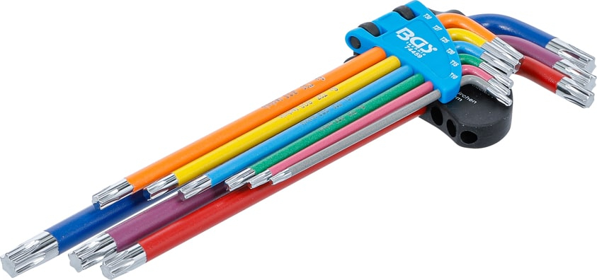 Set chei tip L multicolora extra lunga profil T (pentru Torx) T10 - T50 9 piese, BGS 74459 [1]