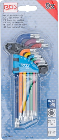 Set chei tip L multicolora profil T (pentru Torx) T10 - T50 9 piese, BGS 74458 [4]
