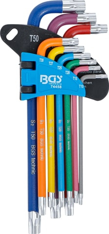 Set chei tip L multicolora profil T (pentru Torx) T10 - T50 9 piese, BGS 74458 [2]