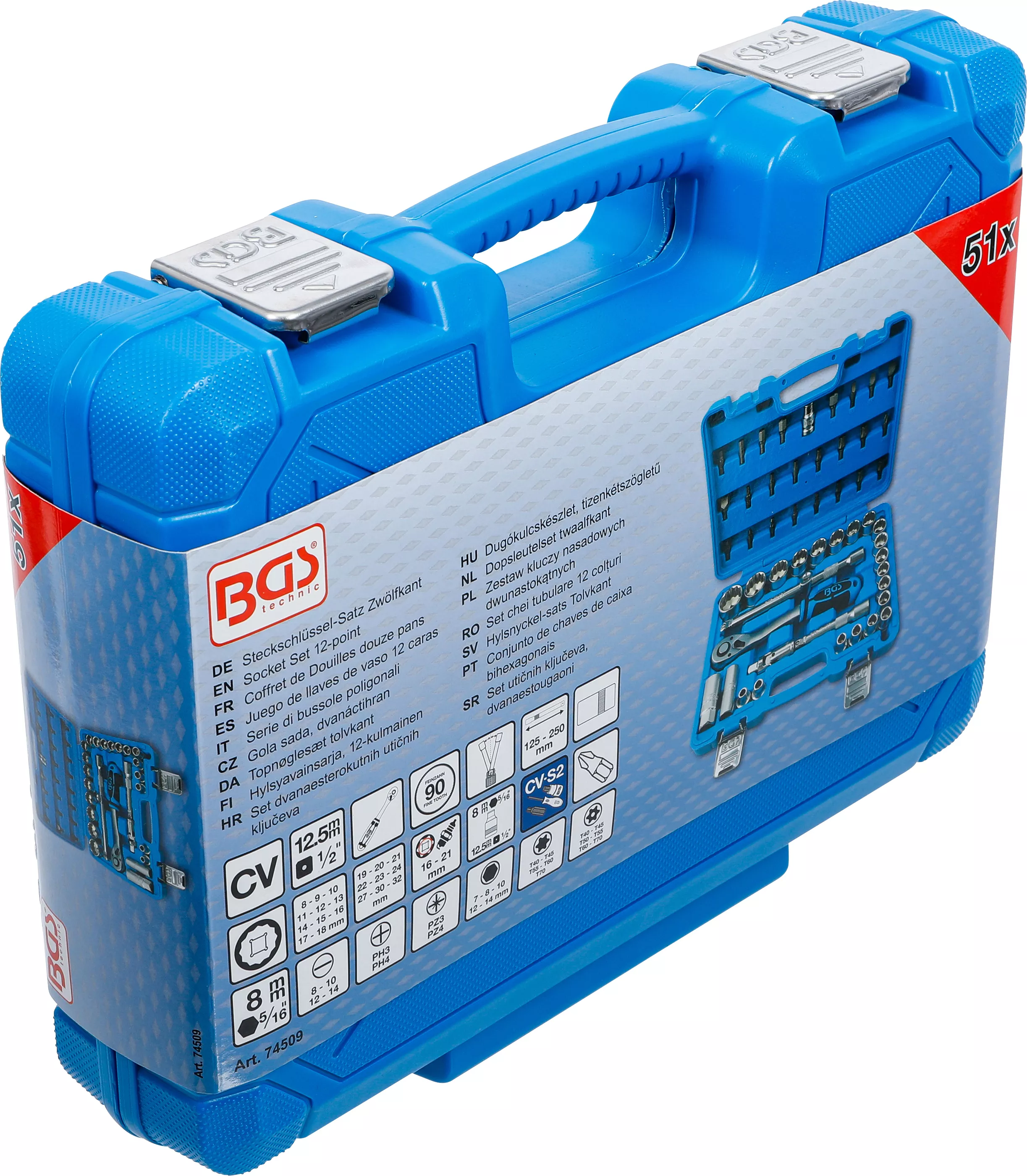 74509 - Set chei tubulare 12 colturi Antrenare 12,5 mm (1/2") 8 - 32 mm 51 piese, BGS 74509 [6]