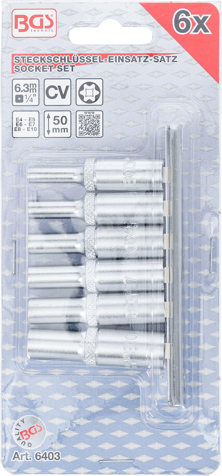 Set chei tubulare profil E, E4 - E10, antrenare 1/4", 6 piese BGS 6403 [4]