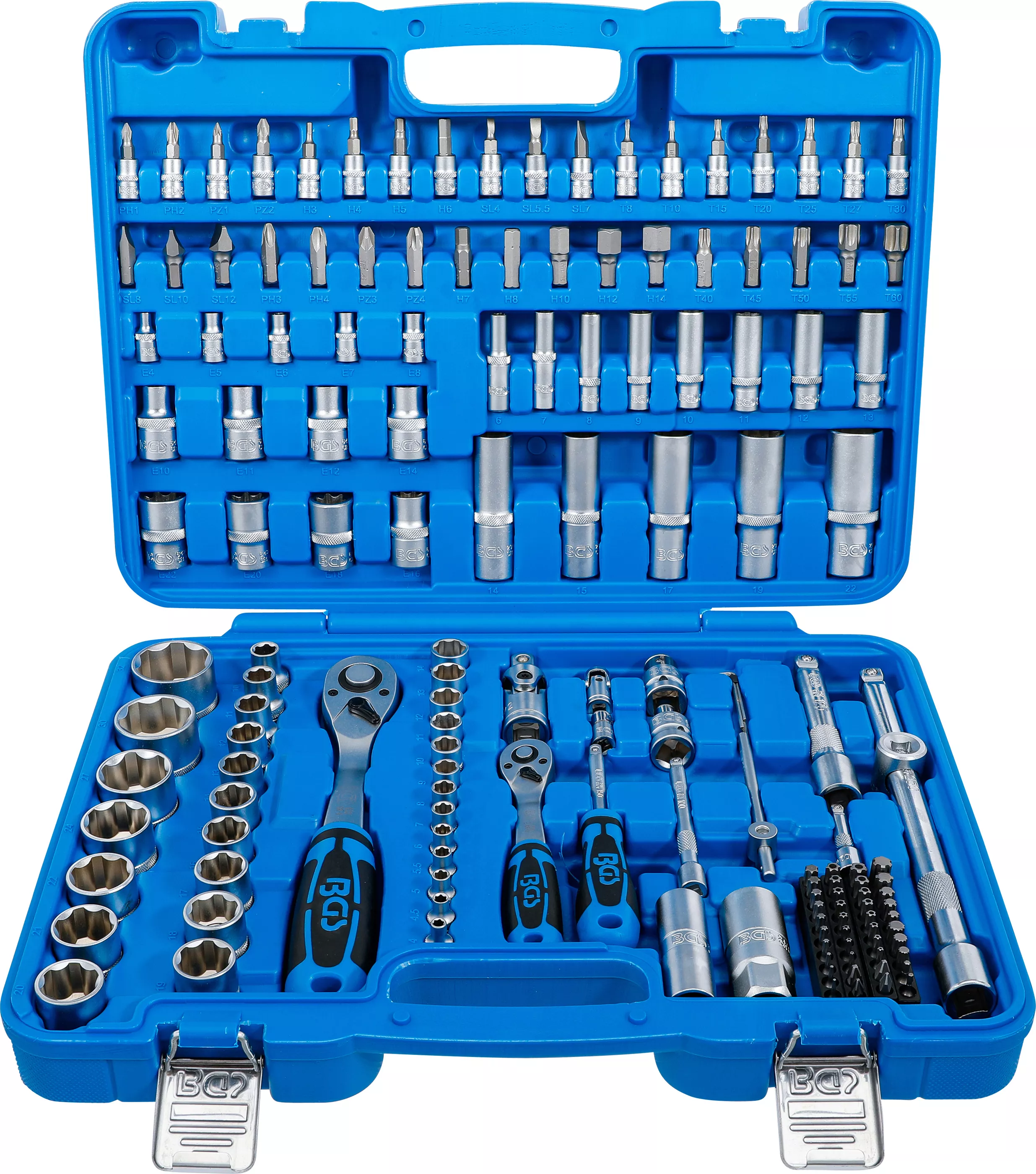 Set chei tubulare Profil hexagon ondulat, antrenare 6,3 mm (1/4") + 12,5 mm (1/2") 150 piese, BGS 74518 [1]