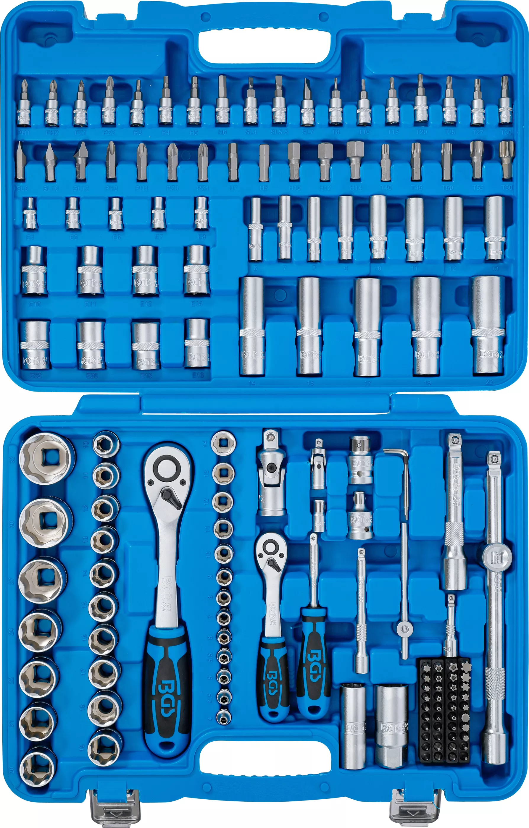 Set chei tubulare Profil hexagon ondulat, antrenare 6,3 mm (1/4") + 12,5 mm (1/2") 150 piese, BGS 74518 [4]