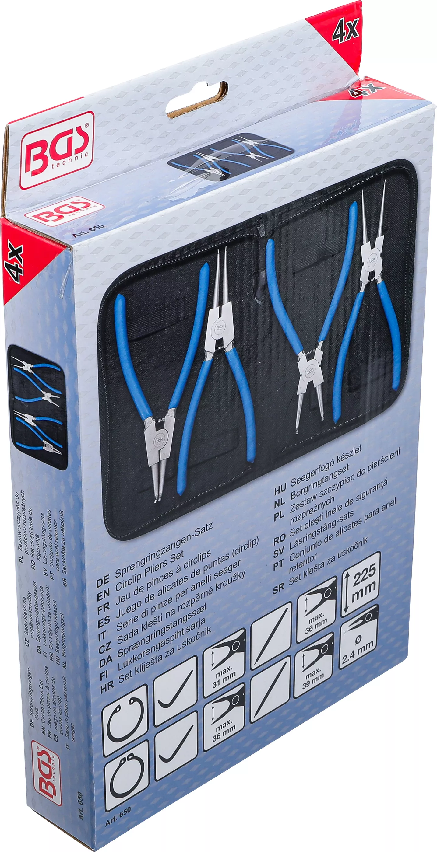 Set clesti pentru sigurante 225 mm, 4 piese BGS 650 [6]