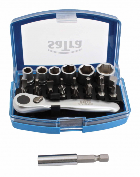 S-R24BS Set cheie clichet cu tubulare si biti, actionare 1/4", 24 piese [1]