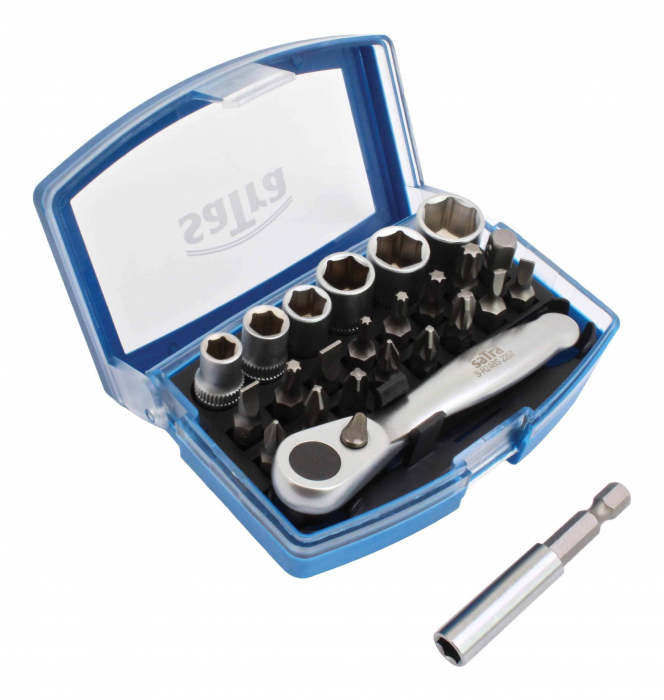 S-R24BS Set cheie clichet cu tubulare si biti, actionare 1/4", 24 piese [2]