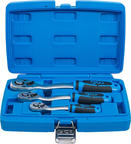 Set clicketi reversibili cu pas fin, antrenare 1/4, 3/8", 1/2", 3 piese, BGS 621 [1]