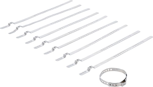 Set coliere pentru burdufuri de ax otel superior inox 7 mm 20 - 50 mm 10 piese, BGS 70327 [1]