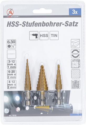 Set burghie in trepte 3-20 mm, 3 piese BGS 1616 [4]