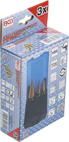 Set burghiu in trepte 4-30 mm, 3 piese BGS 1624 [6]