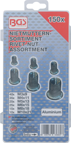 Set piulite-nit din aluminiu M3-M10, 150 piese BGS 14127 [3]