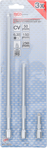 Set prelungitoare cu cap sferic, actionare 1/4", 3 piese BGS 2233 [4]