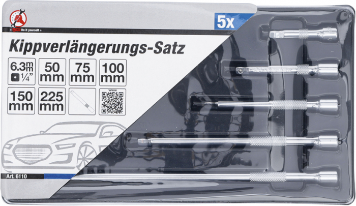 Set prelungitoare cu cap sferic, antrenare 1/4", 5 piese BGS 6110 [4]