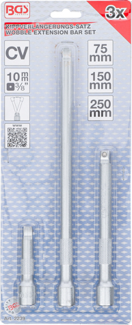 Set prelungitoare cu cap sferic, actionare 3/8", 75 / 150 / 250 mm, 3 piese BGS 2239 [4]