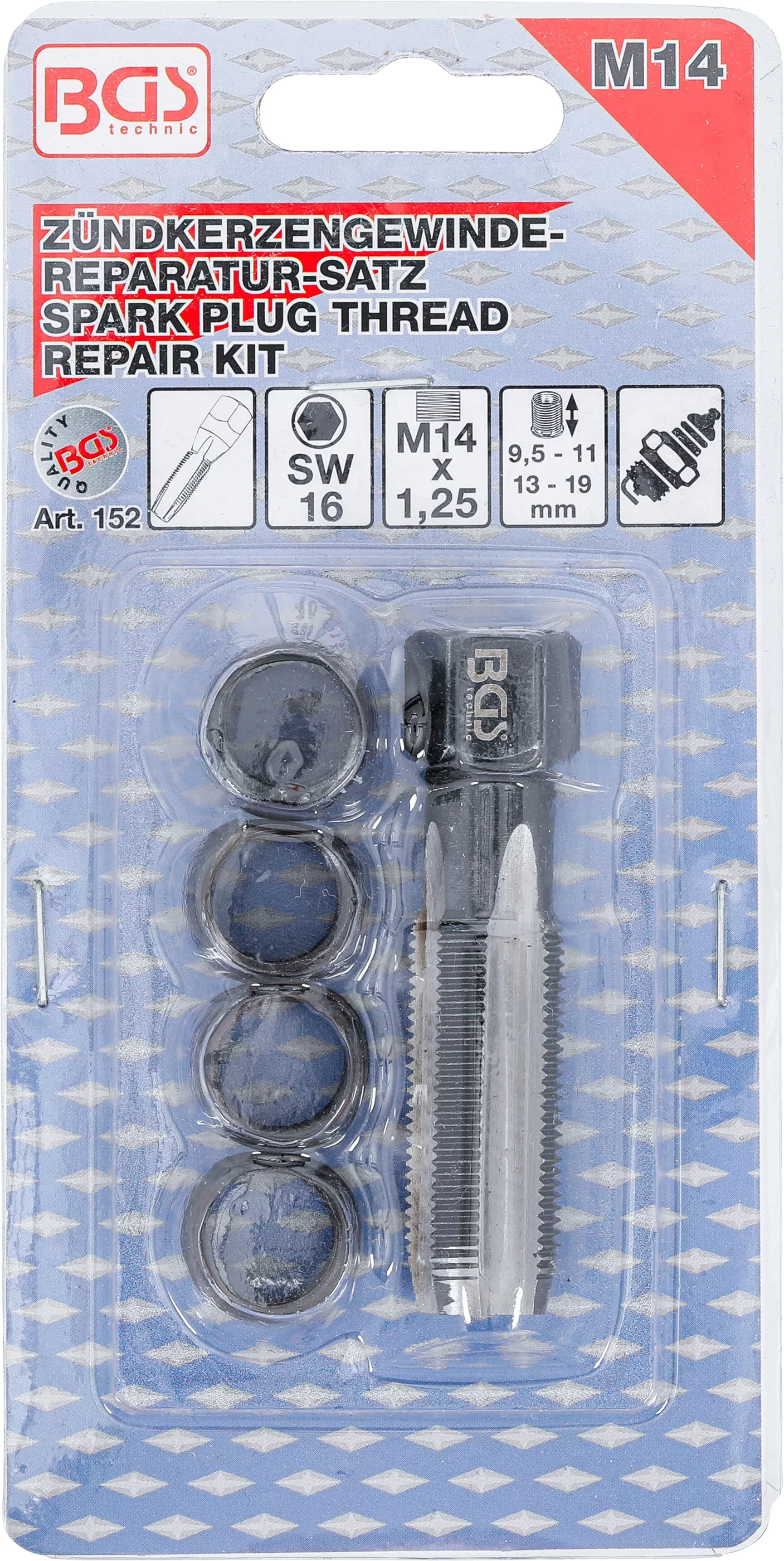 Set reparatii filete pentru bujii M14 x 1.25, 5 piese BGS 152 [5]