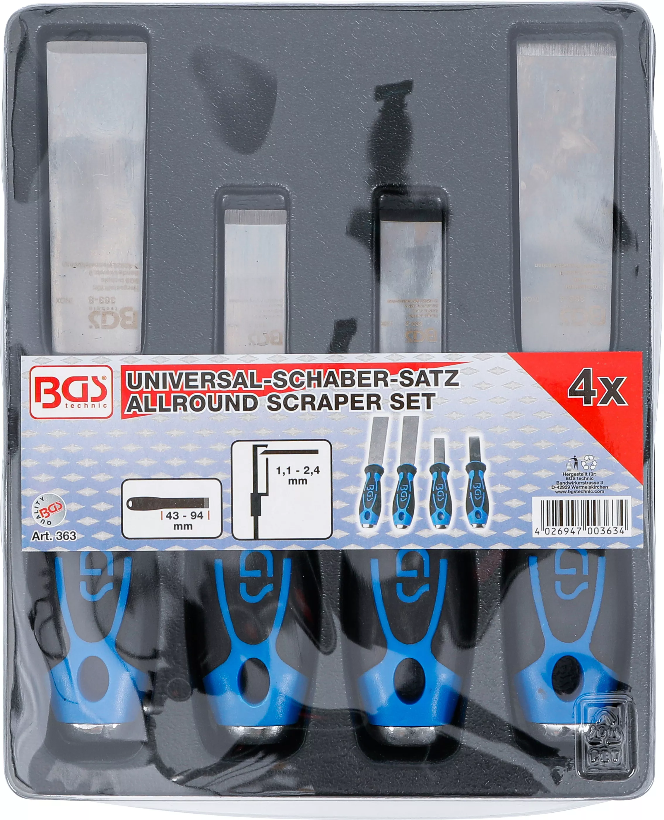 Set raclete pentru curatat adeziv, garnituri, 4 piese, BGS 363 [3]