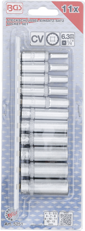 Set chei tubulare 4 - 13 mm, 12 puncte, antrenare 1/4”, 11 piese BGS 5251 [4]
