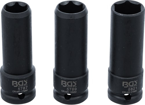 Set tubulare speciale de impact 17 / 19 / 21 mm, antrtenare 1/2", 3 piese, BGS 80003 [3]
