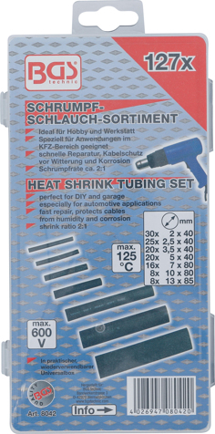 Set tuburi termocontractante, 127 piese BGS 8042 [3]