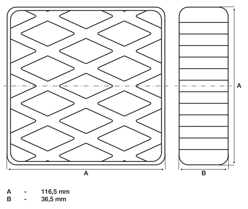 Tampon din cauciuc pentru platforme elevatoare, dimensiuni 116,5 x 116,5 x 36,5 mm, BGS 7037 [2]