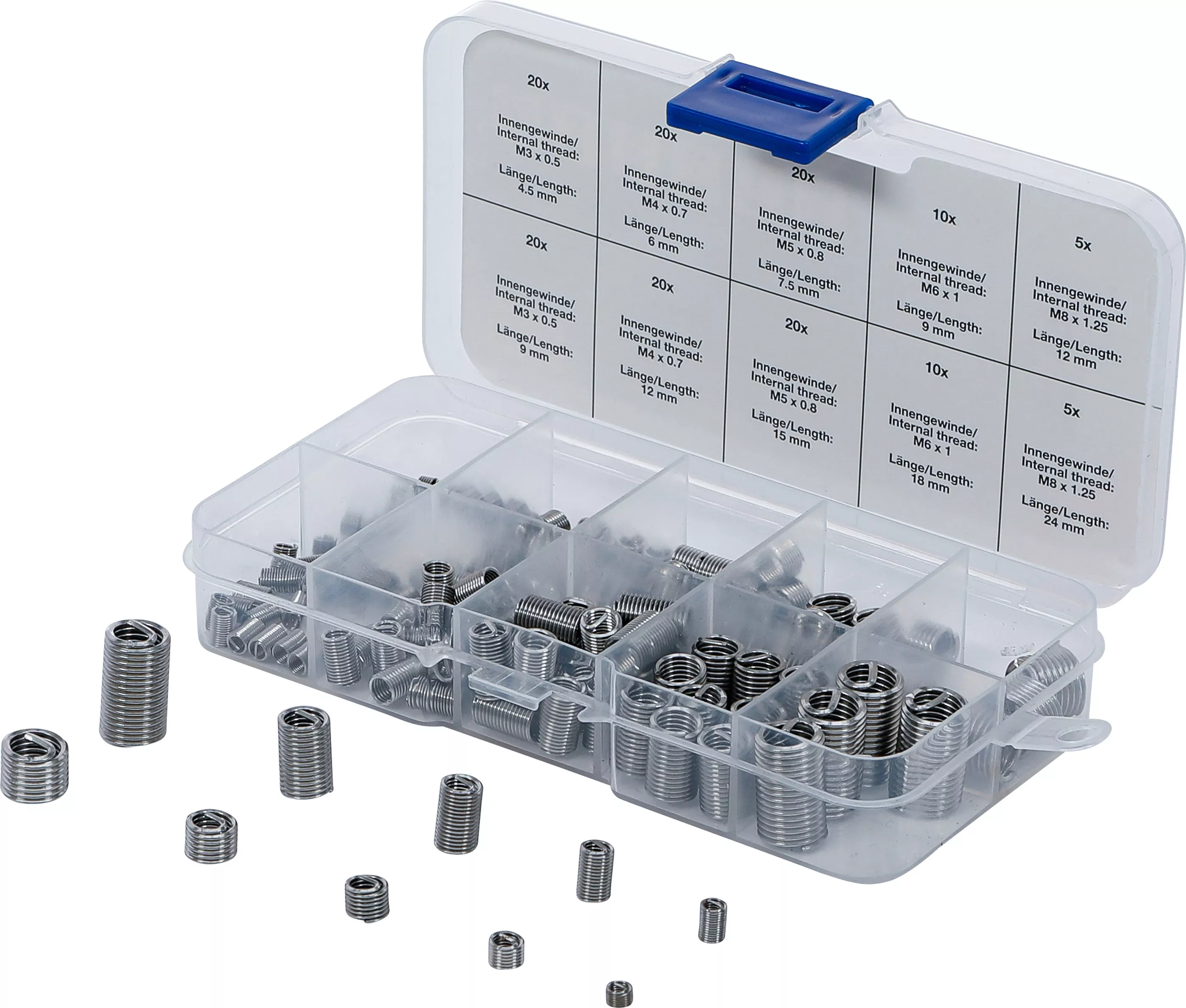 Consumabile - 74506 - Sortiment insertii Helicoil pentru repararea filetelor 150 piese, BGS 74506