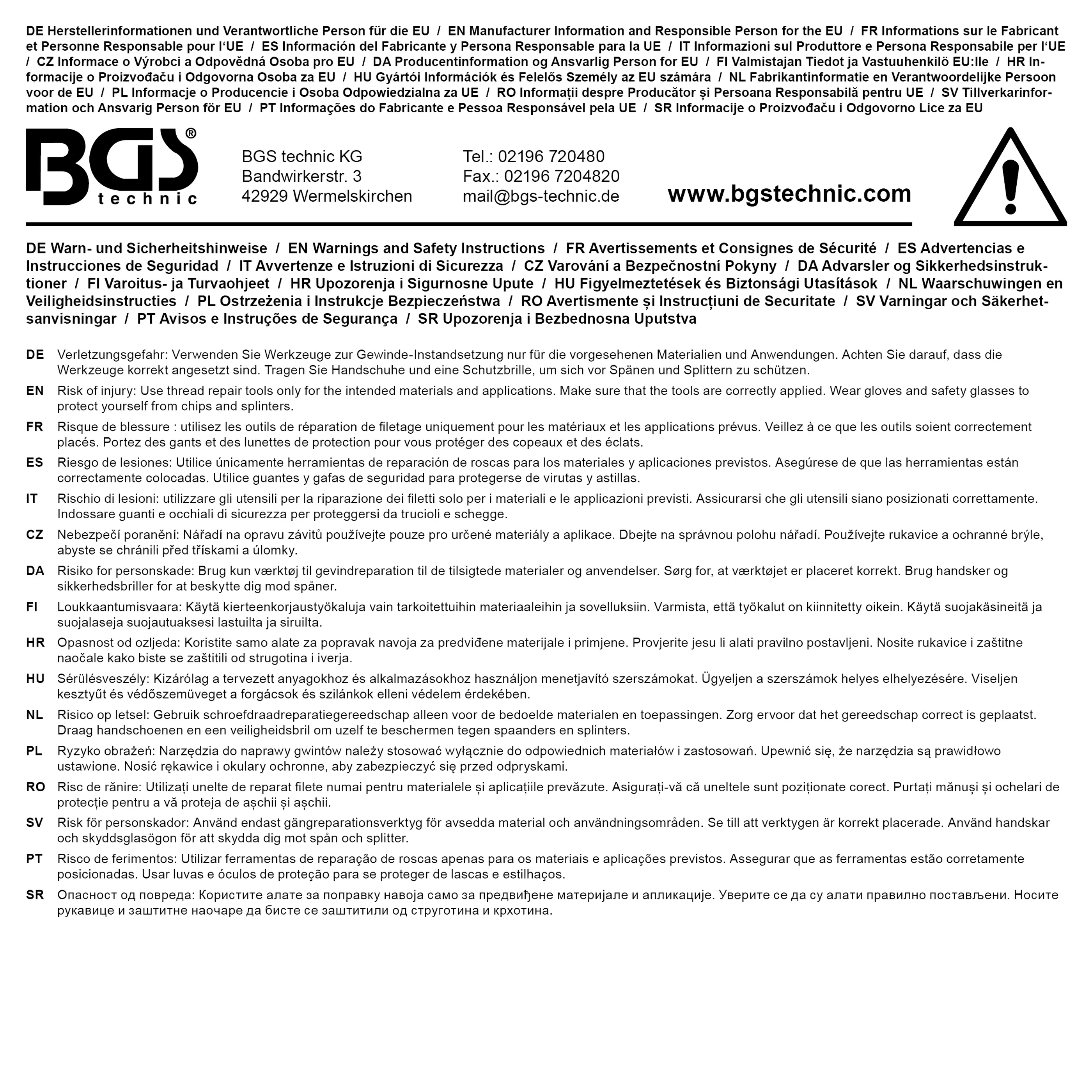 74506 - Sortiment insertii Helicoil pentru repararea filetelor 150 piese, BGS 74506 [3]