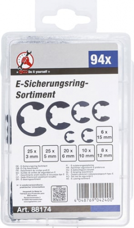 Set inele de siguranta tip E, 3 - 15 mm, 94 piese BGS 88174 [1]