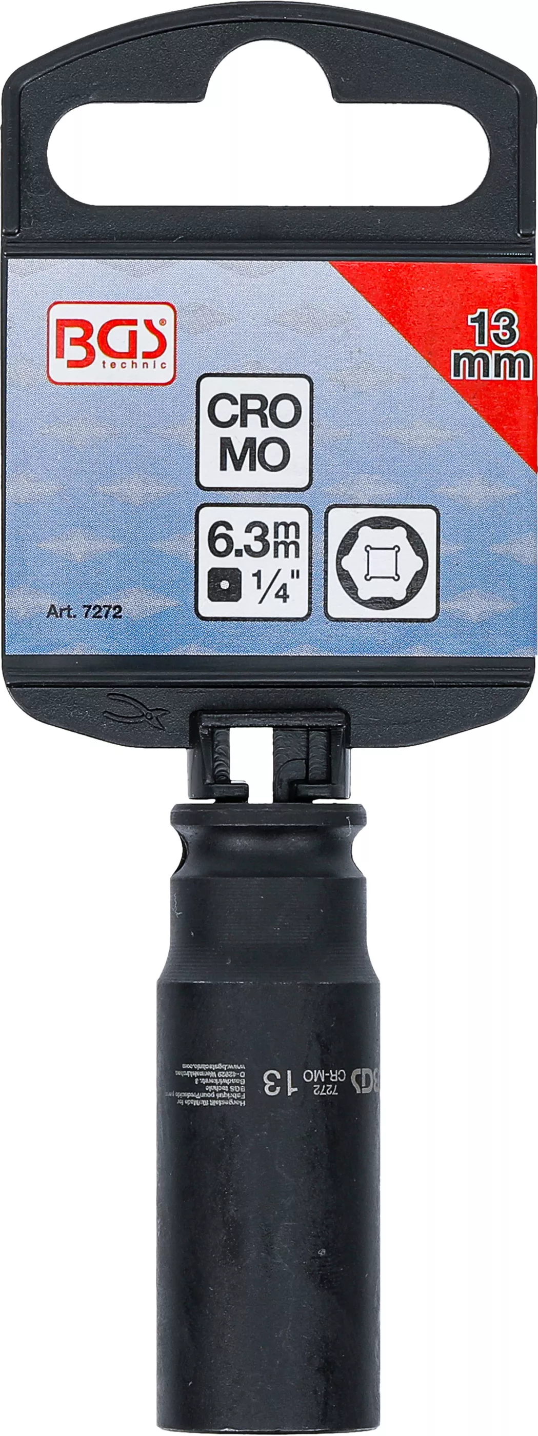 Cheie tubulara de impact, 6 colturi, lunga, 6,3 mm (1/4"), 13 mm, BGS 7272 [3]