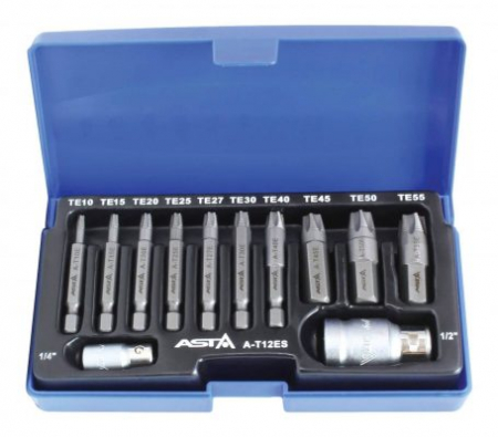 Truse si seturi - A-T12ES Trusa extractoare Torx pentru suruburi uzate, actionare 1/4", 1/2"
