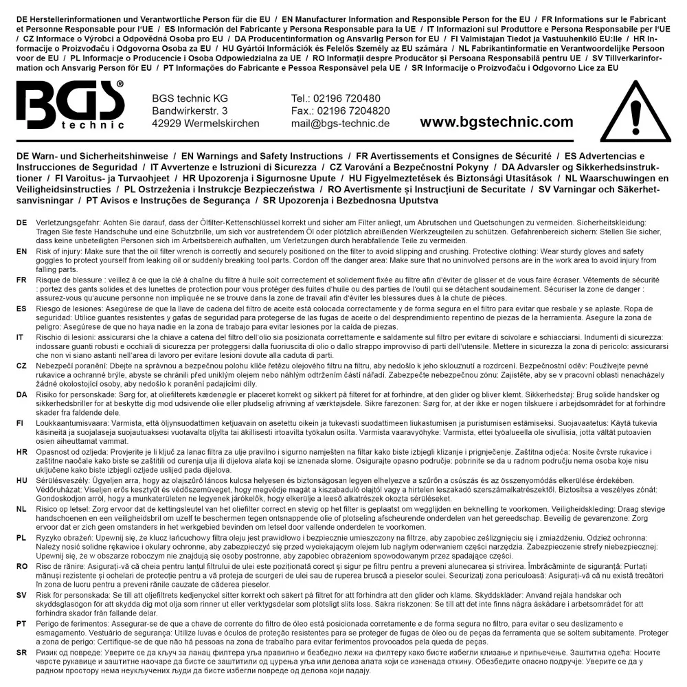 Cheie filtre de ulei cu banda 460 mm BGS 1021 [6]