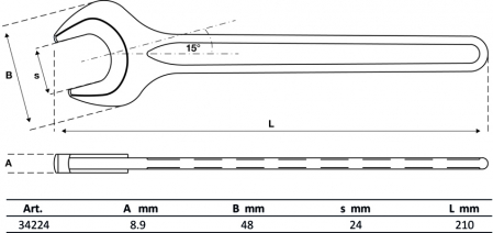 Cheie fixa simpla 24 mm, DIN 894 BGS 34224 [1]
