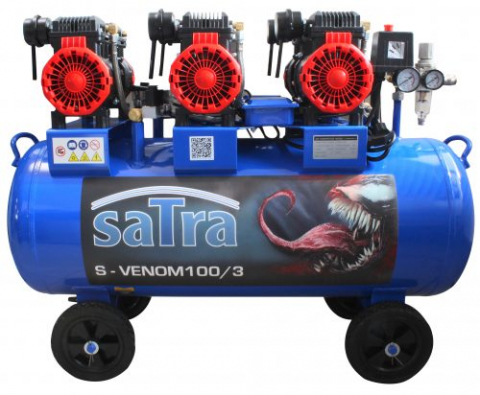 Scule Speciale pentru atelier - S-VENOM100/3 - Compresor de aer de 100L, fara ulei, cu acționare directa, 3400W
