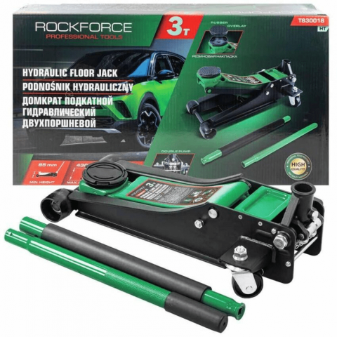 Sisteme de Ridicare - Cric crocodil hidraulic profesional 3 tone cu piston dublu Rock Force RF-T830018HT